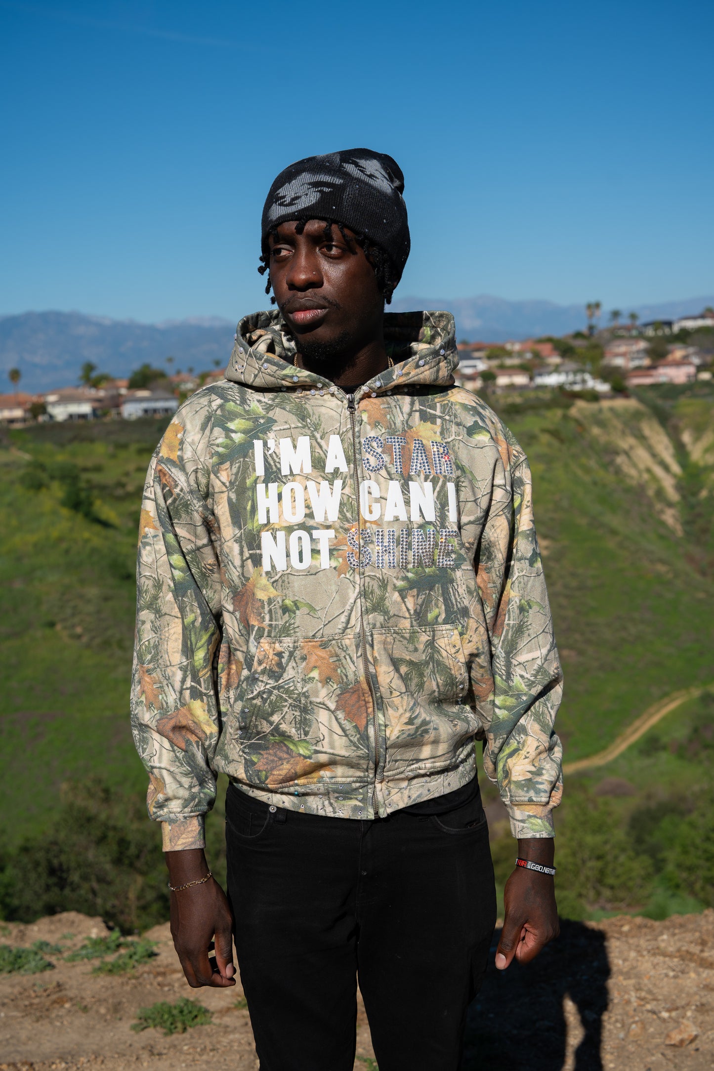 Fivestarss Rhinestone Camo Sweater