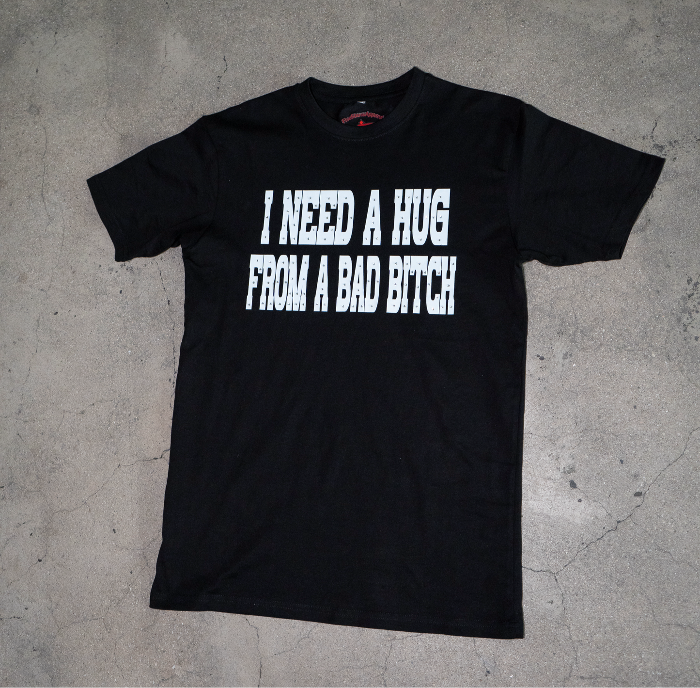 I Need A Hug From A Bad B**** Rhinestone Tee - Opium Black