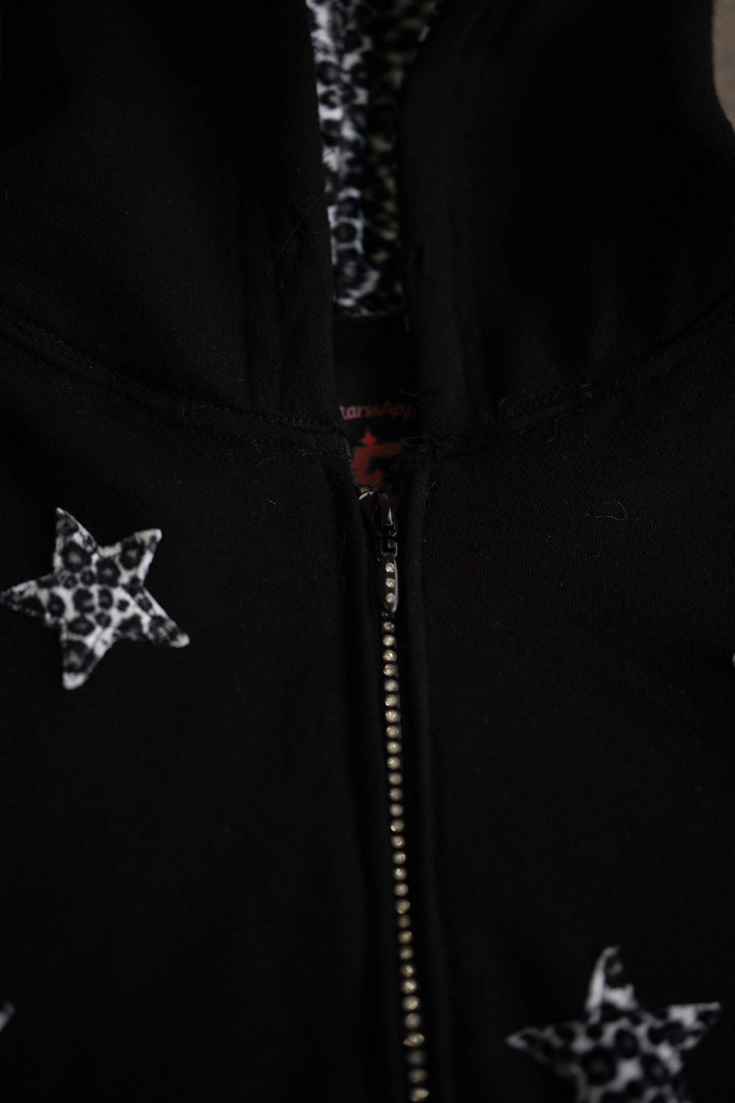 Leopard Print Zip Up Hoodie - Black