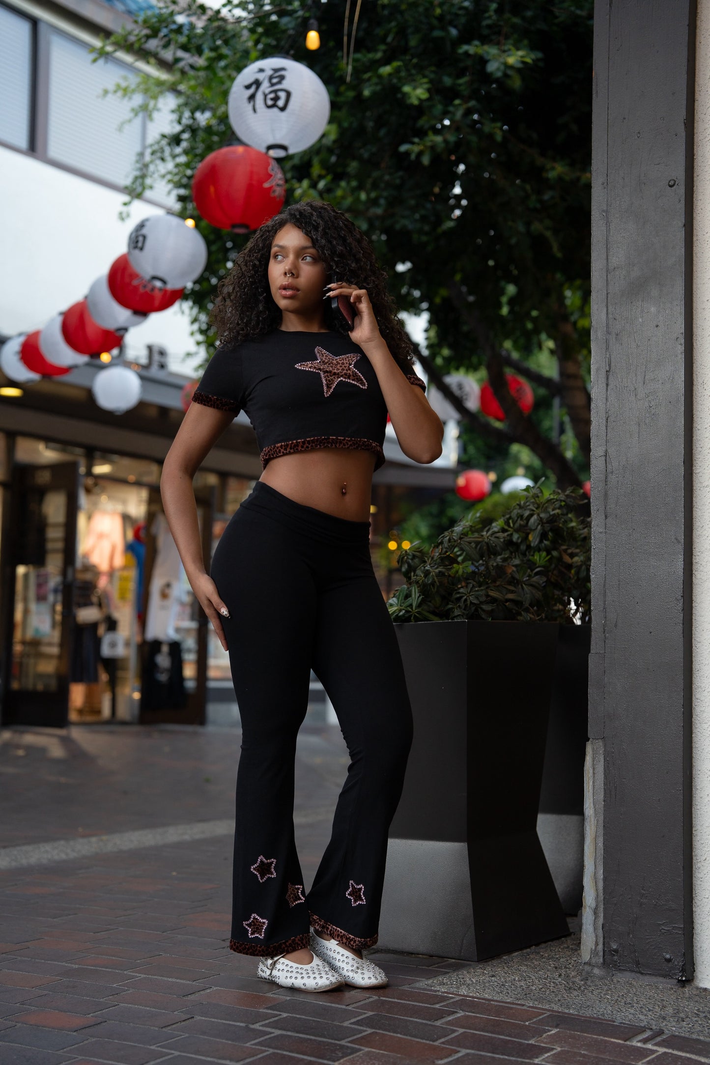 Fivestarss 2 piece cheetah set - Black