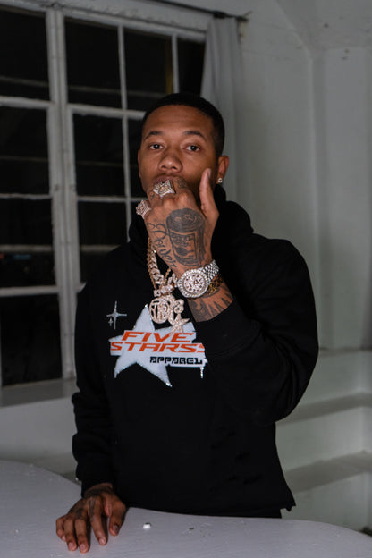 Custom Made From Stars Rhinestone Hoodie - Black