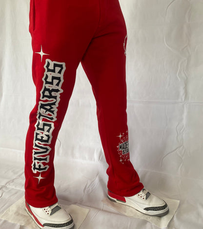FIVESTARSS STACKED SWEATS - RED