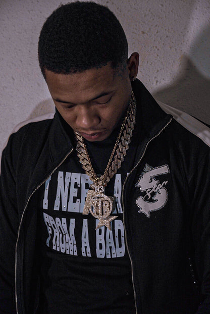 Made From Stars Rhinestone Track Jacket - Matte Black/White