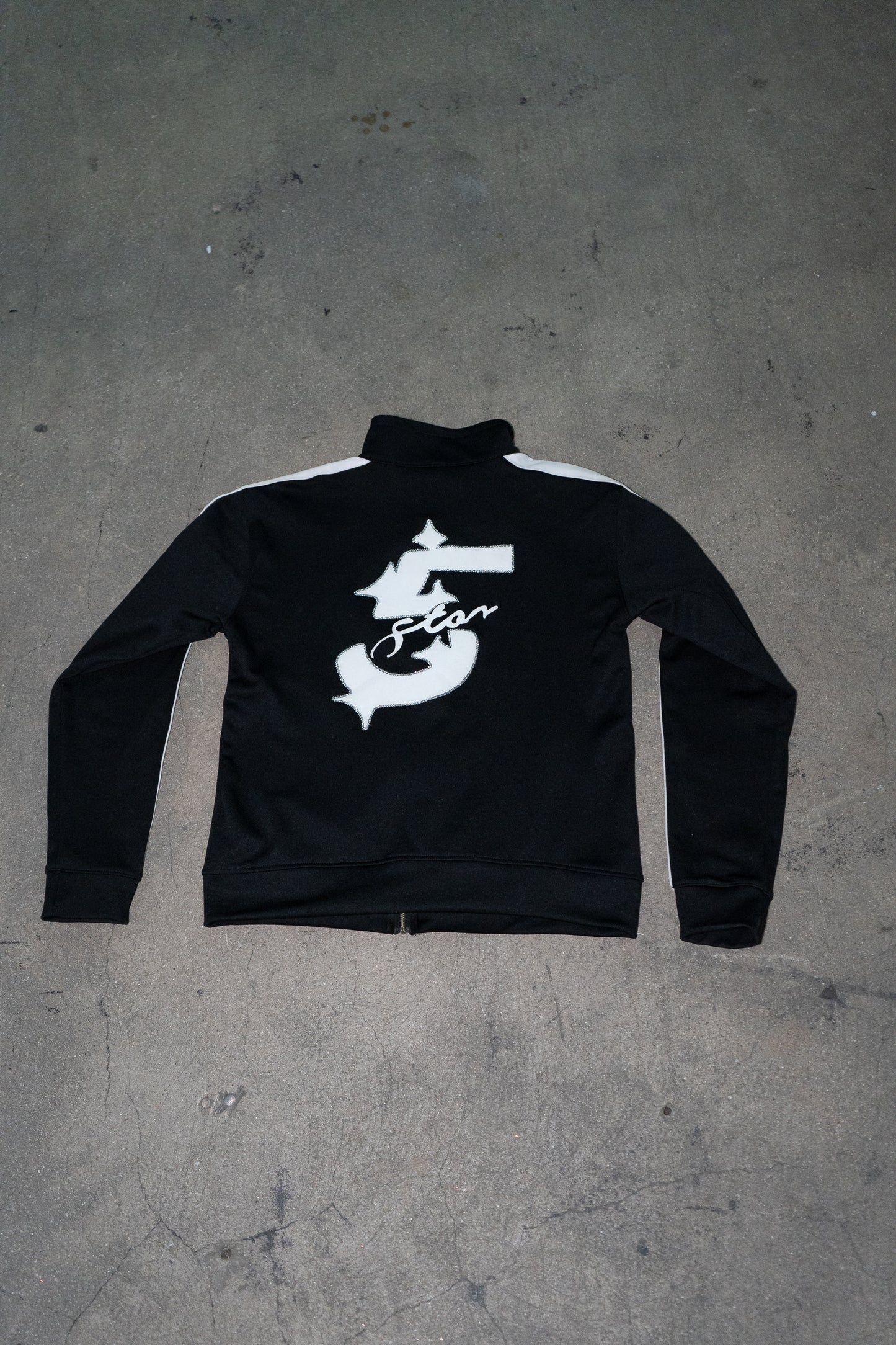 Made From Stars Rhinestone Track Jacket - Matte Black/White