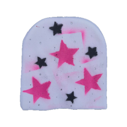 Fivestarss Rhinestone Beanies - White