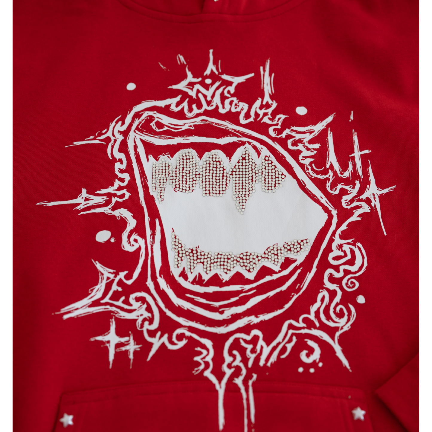 Fallen Stars Rhinestone Hoodie - Cherry Red Unisex