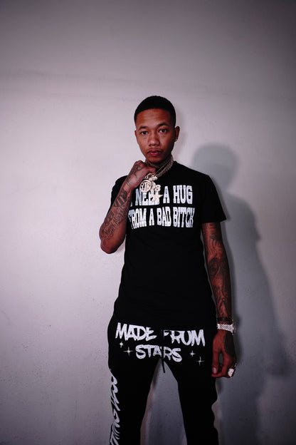 I Need A Hug From A Bad B**** Rhinestone Tee - Opium Black