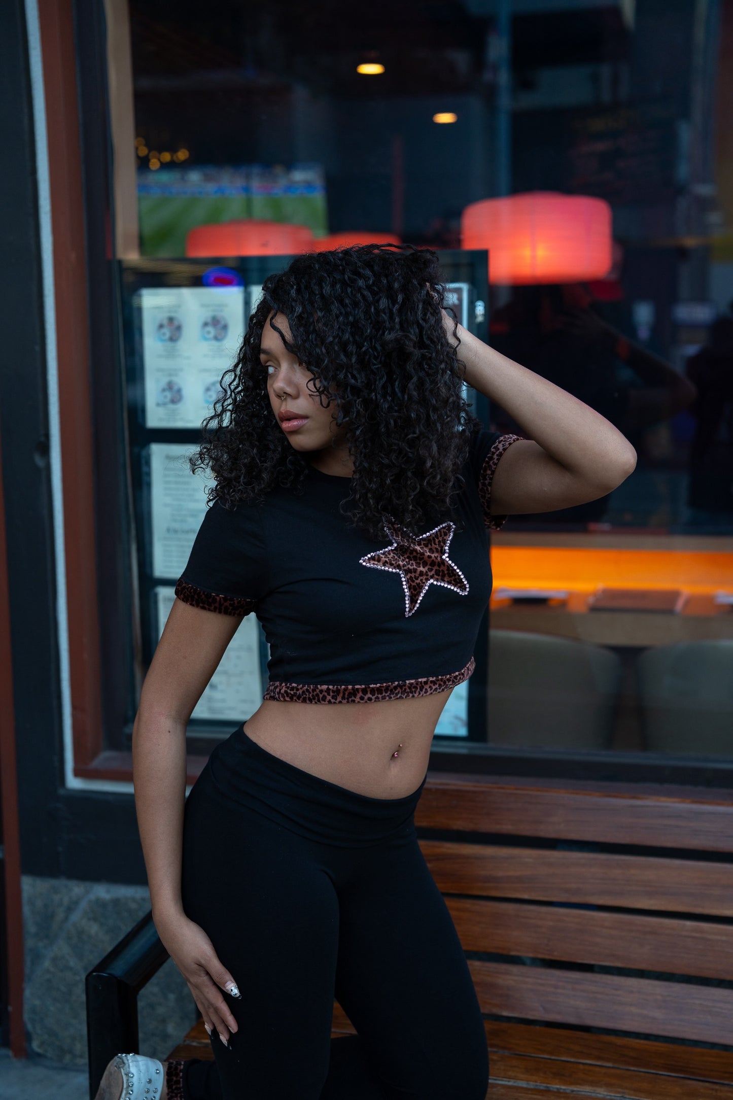 Fivestarss 2 piece cheetah set - Black