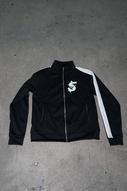 Made From Stars Rhinestone Track Jacket - Matte Black/White