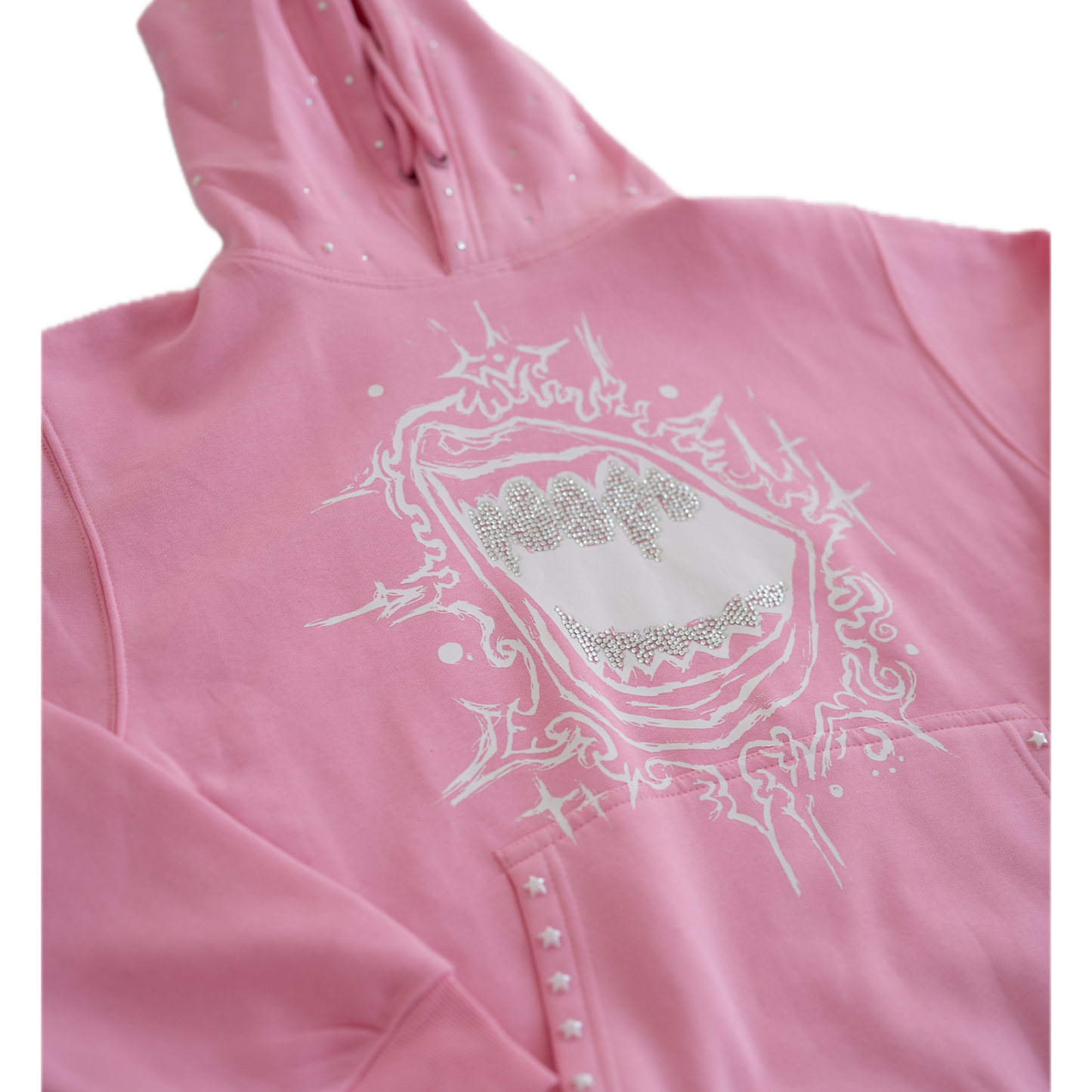Fallen Stars Rhinestone Hoodie - Bubble Gum Pink Unisex