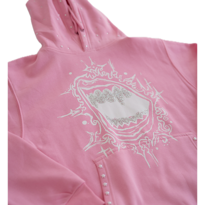 Fallen Stars Rhinestone Hoodie - Bubble Gum Pink Unisex
