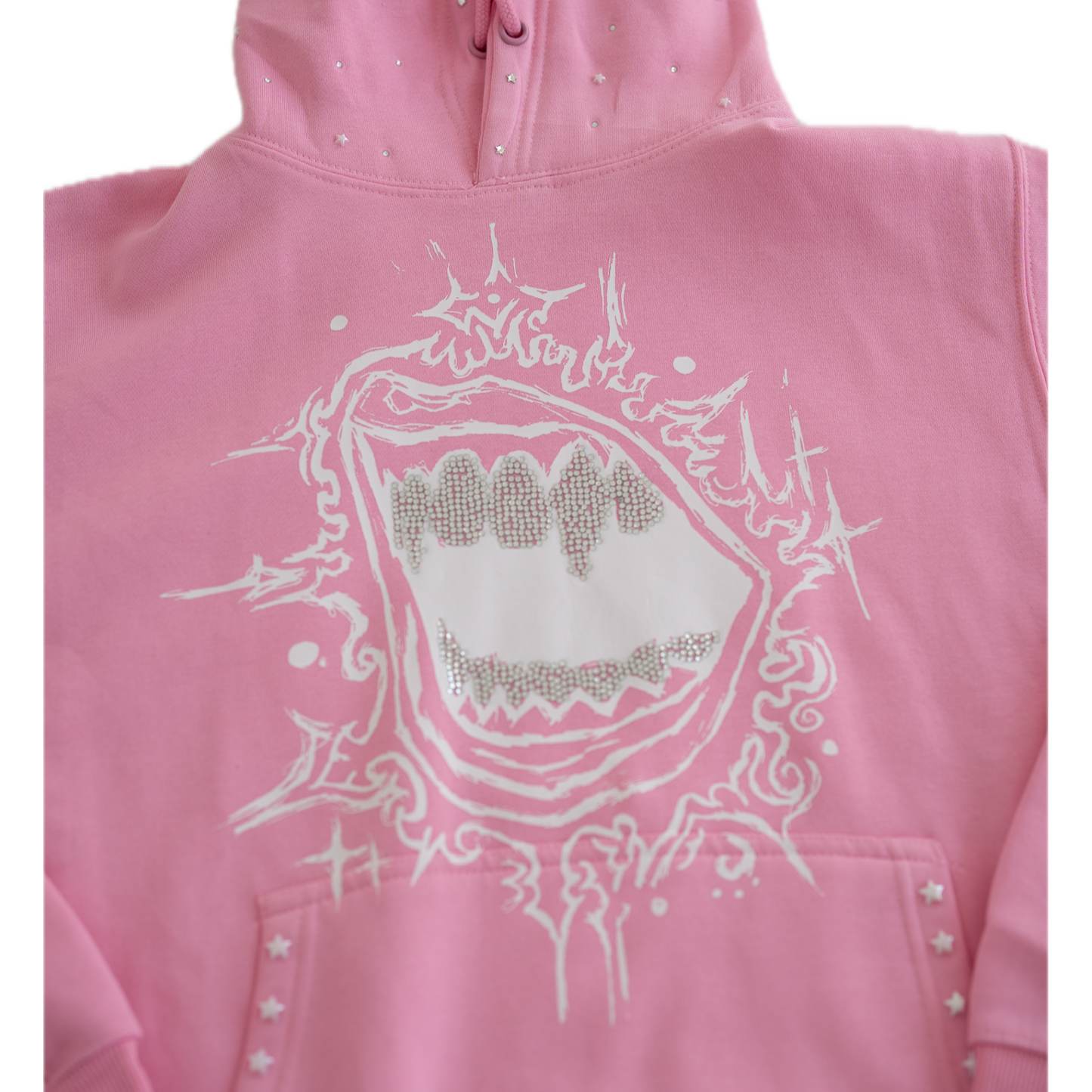 Fallen Stars Rhinestone Hoodie - Bubble Gum Pink Unisex