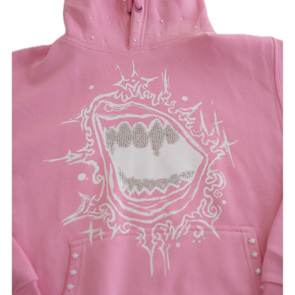 Fallen Stars Rhinestone Hoodie - Bubble Gum Pink Unisex