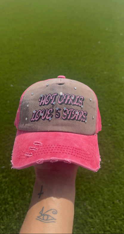Hot Girls Love 5Stars Adjustable Hat - Pink