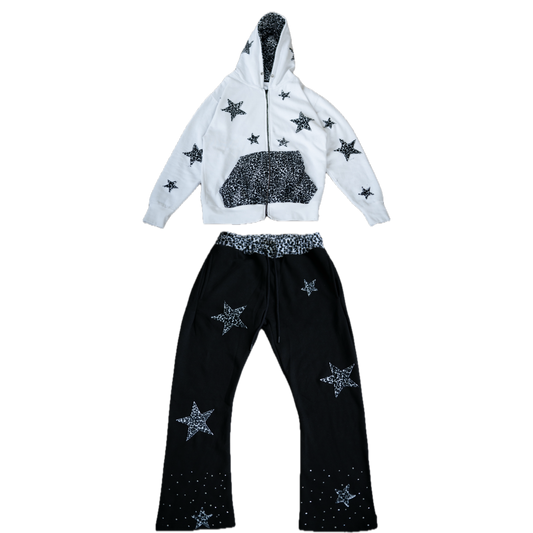 Leopard Print Set - White (Top & Bottom)