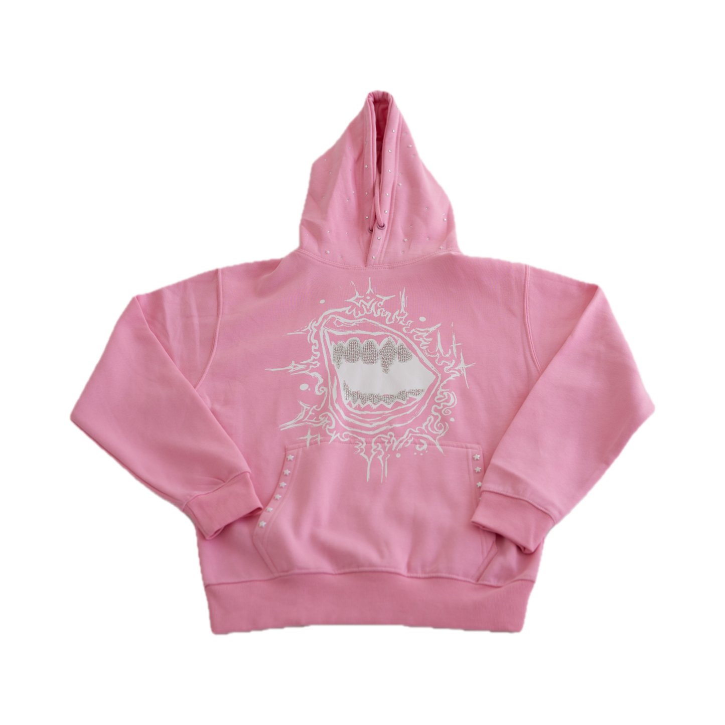 Fallen Stars Rhinestone Hoodie - Bubble Gum Pink Unisex