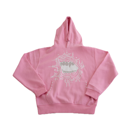 Fallen Stars Rhinestone Hoodie - Bubble Gum Pink Unisex