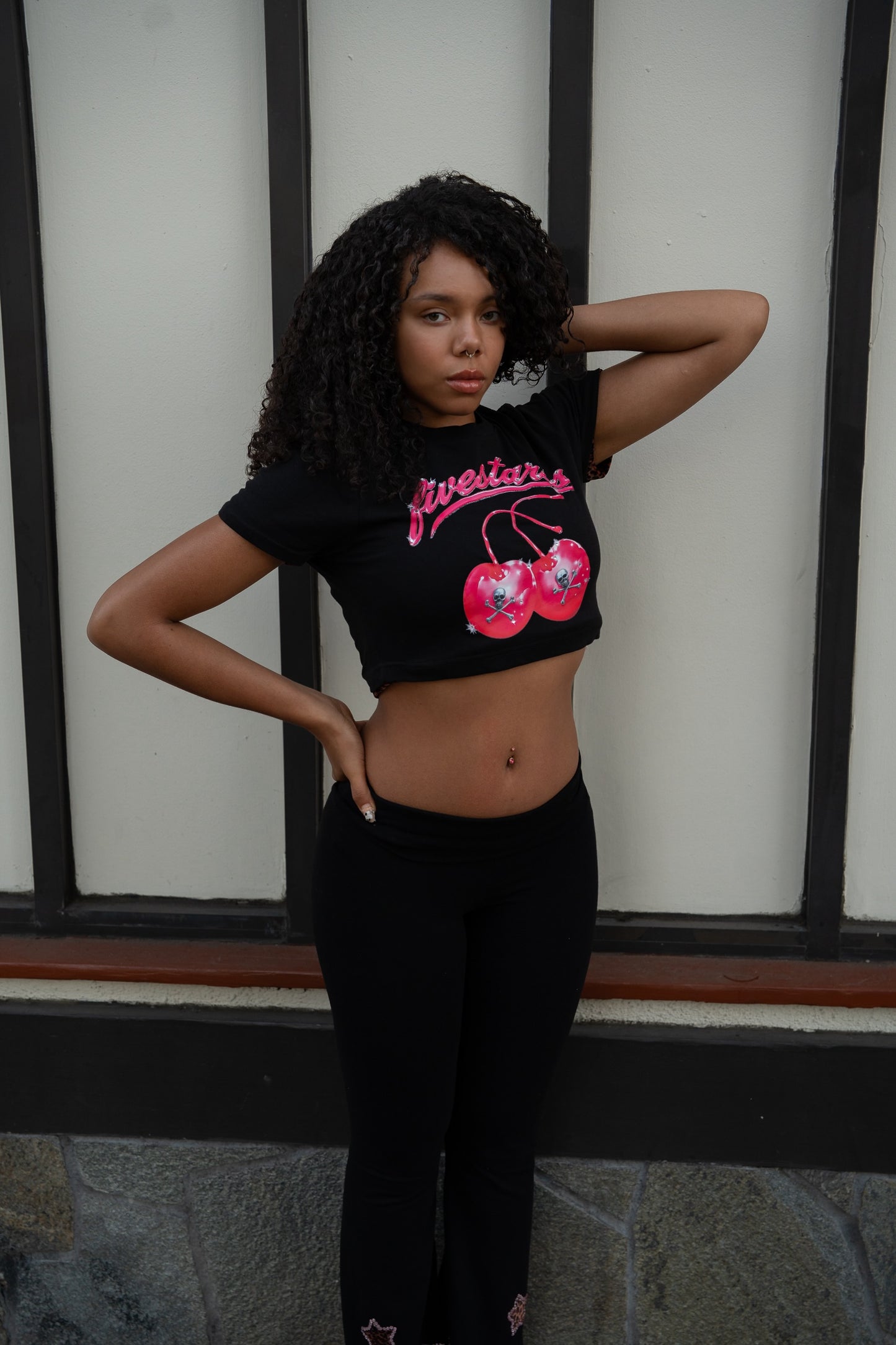 Fivestarss Skull Love Crop Top - Black