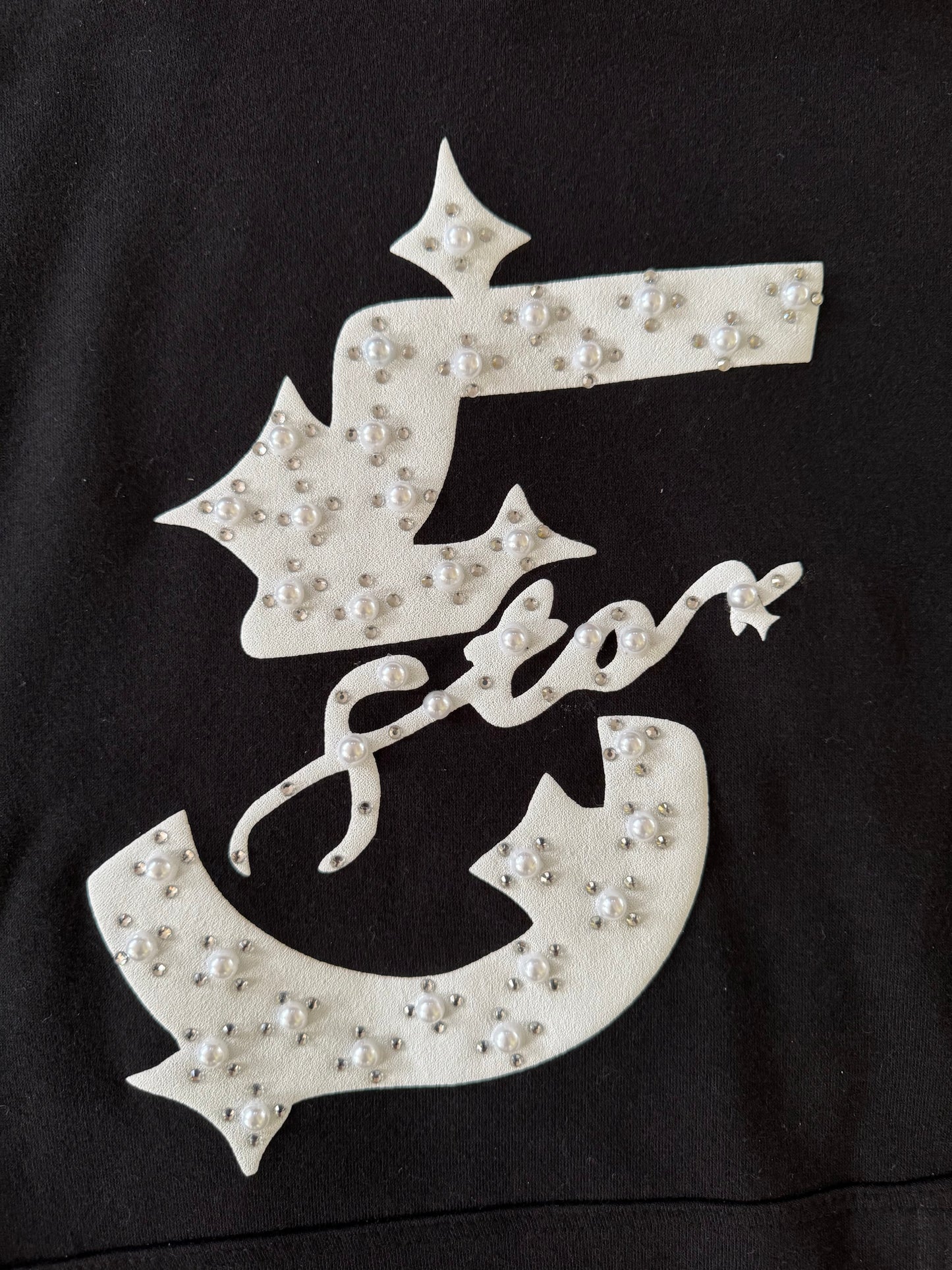 FiveStarss Rhinestone Puff Hoodie - Black & White