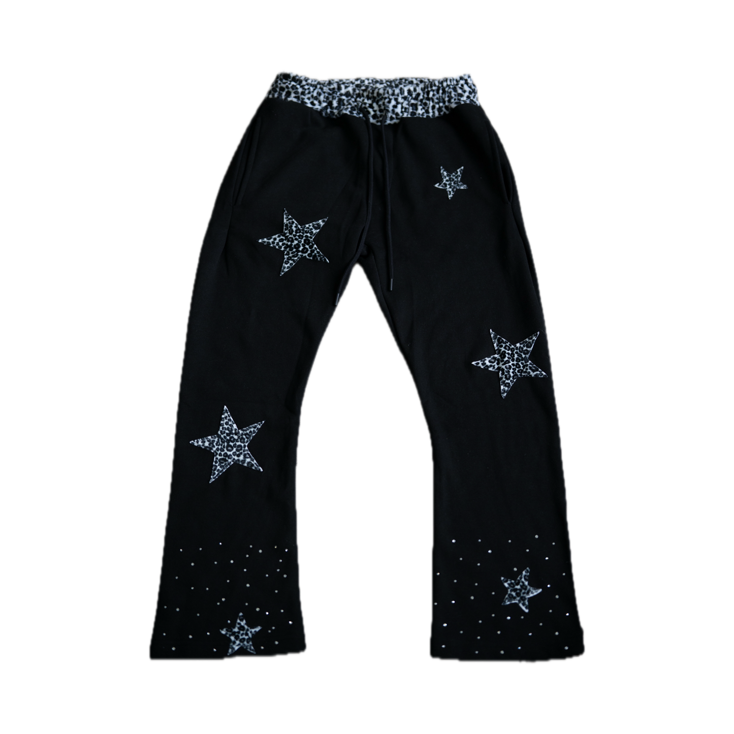 Leopard Print Stacked Sweats - Black