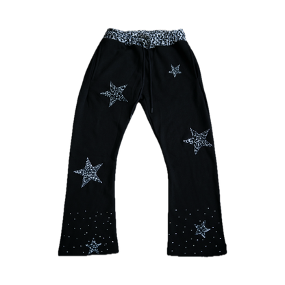 Leopard Print Stacked Sweats - Black