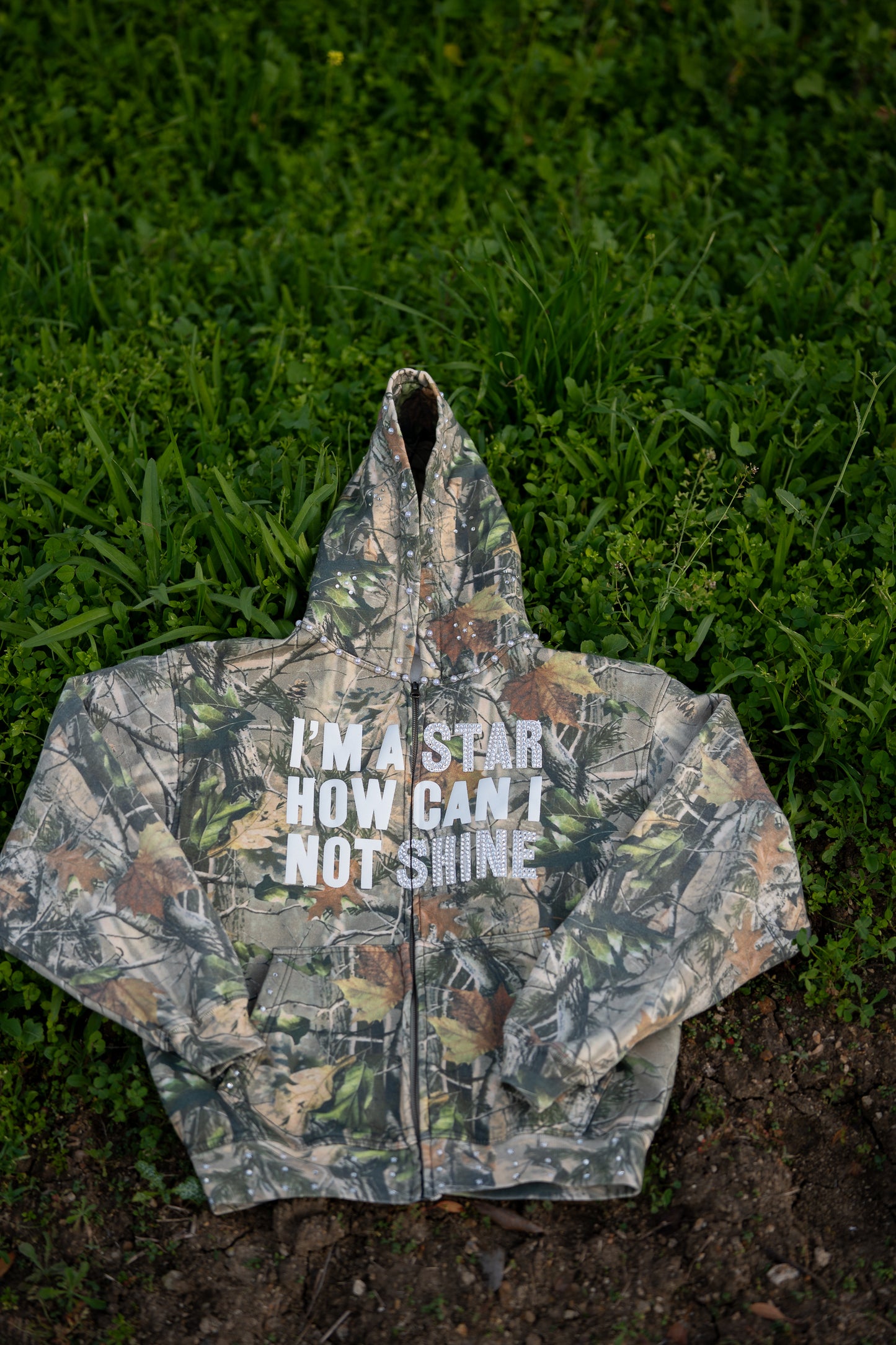Fivestarss Rhinestone Camo Sweater