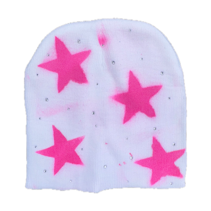 Fivestarss Rhinestone Beanies - White