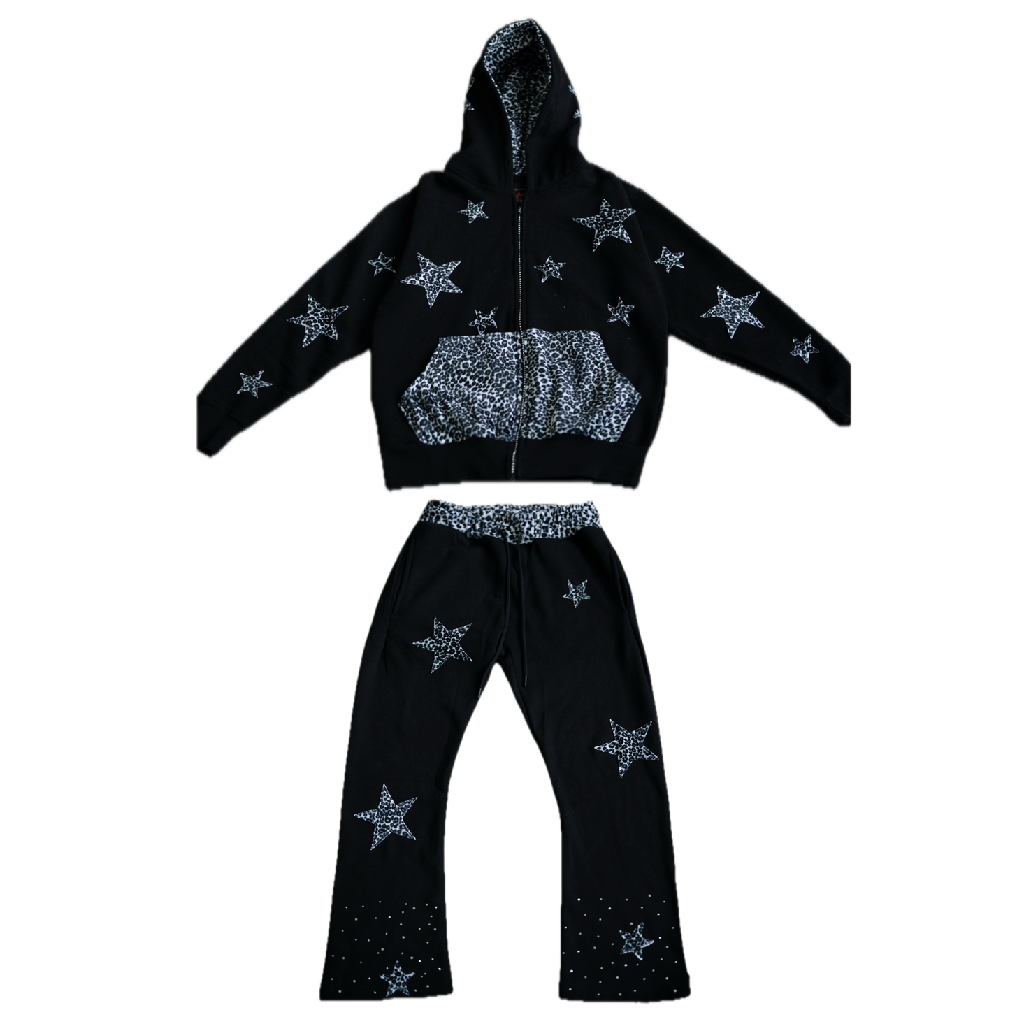 Leopard Print Set- Black (Top & Bottom)