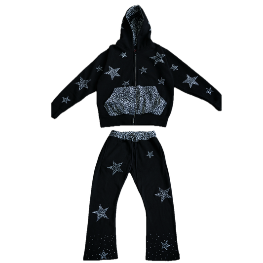 Leopard Print Set- Black (Top & Bottom)