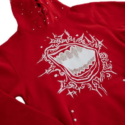Fallen Stars Rhinestone Hoodie - Cherry Red Unisex