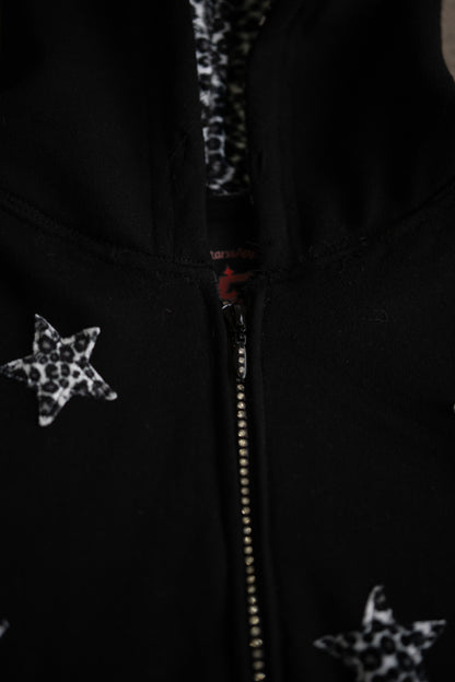 Leopard Print Zip Up Hoodie - Black