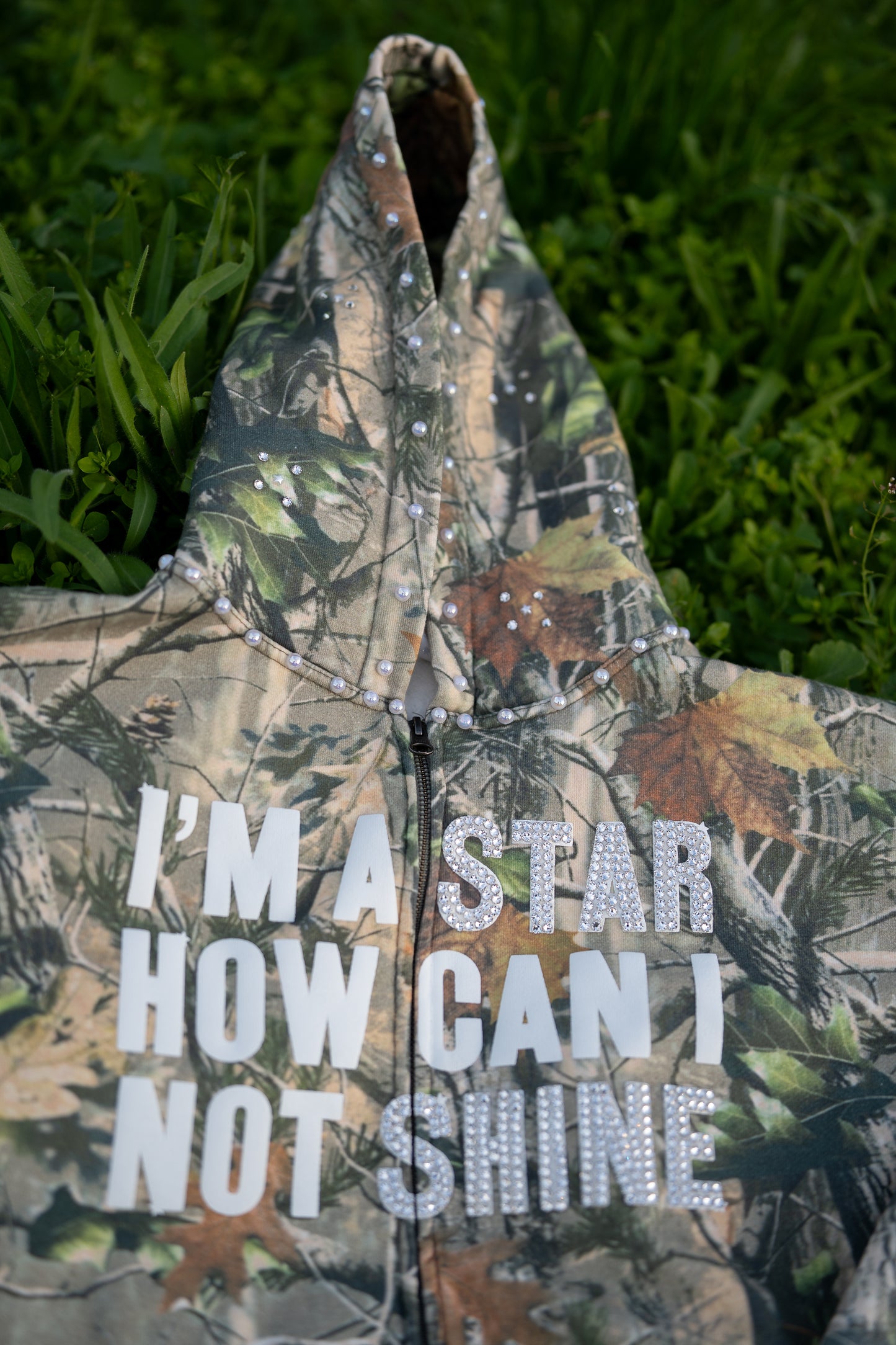 Fivestarss Rhinestone Camo Sweater