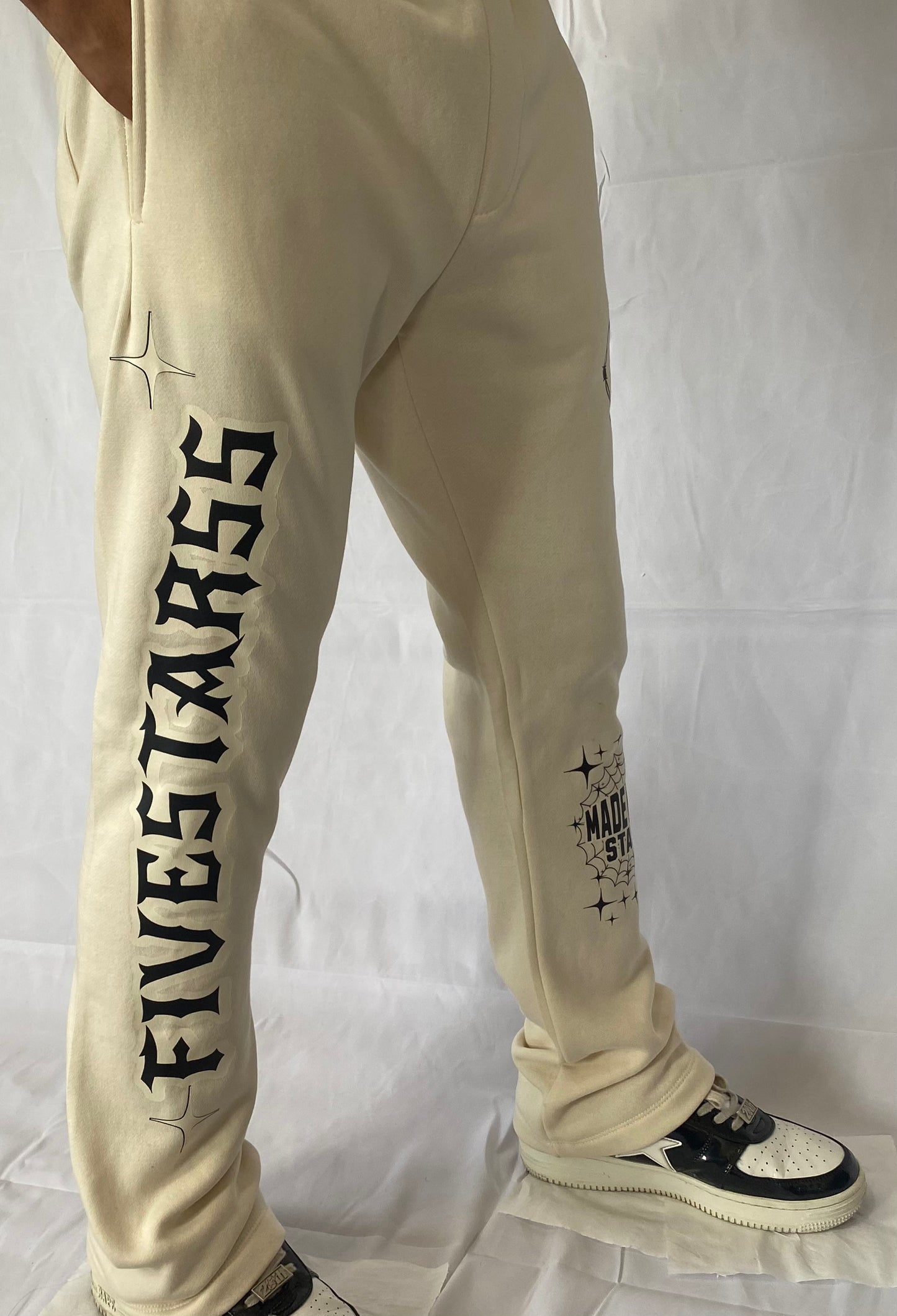 FIVESTARSS STACKED SWEATS - CREAM