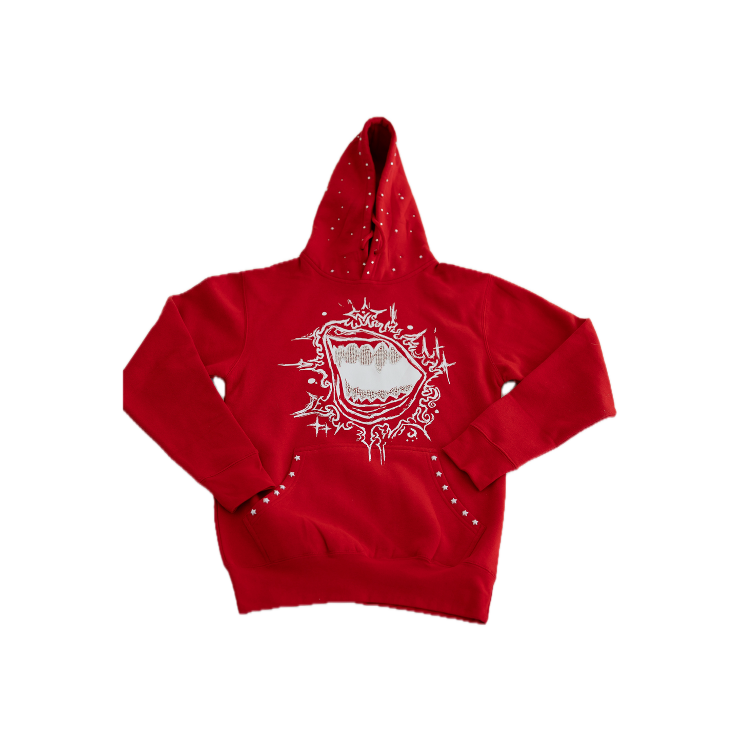 Fallen Stars Rhinestone Hoodie - Cherry Red Unisex