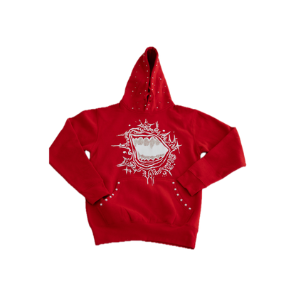Fallen Stars Rhinestone Hoodie - Cherry Red Unisex