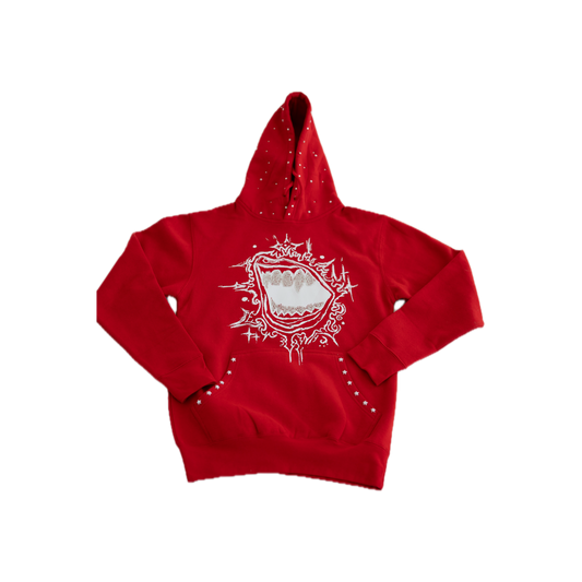 Fallen Stars Rhinestone Hoodie - Cherry Red Unisex